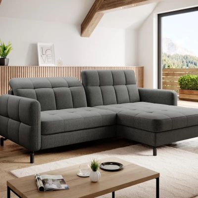 Stilvolle Ecksofa-Garnitur AZARI – grau, 3-teilig, rechte Ecke