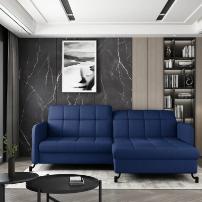 Stilvolle Ecksofa-Garnitur AZARI – marineblau, rechte Ecke