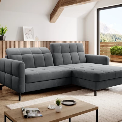 Stilvolle Ecksofa-Garnitur AZARI – Graphit, rechte Ecke