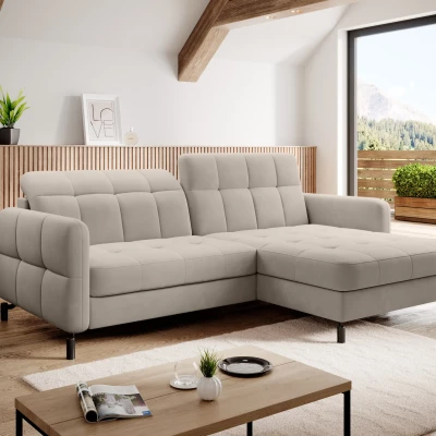 Stilvolle Ecksofa-Garnitur AZARI – hellbeige, rechte Ecke