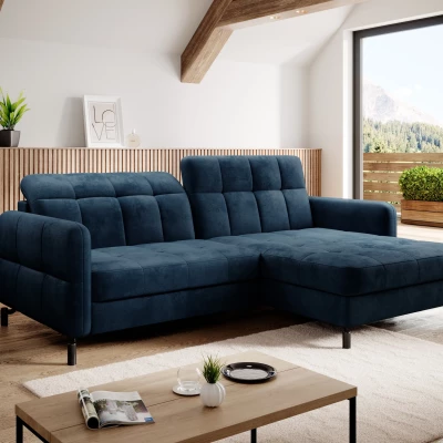 Stilvolle Ecksofa-Garnitur AZARI – blau, rechte Ecke