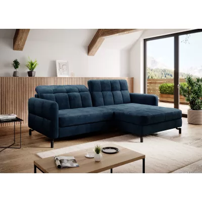 Stilvolle Ecksofa-Garnitur AZARI – blau, rechte Ecke