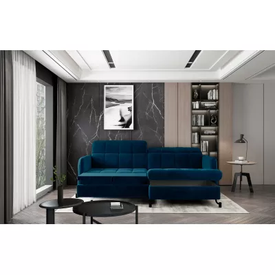 Stilvolle Ecksofa-Garnitur AZARI – blau, rechte Ecke