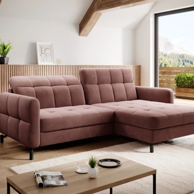 Stilvolle Ecksofa-Garnitur AZARI – rosa, rechte Ecke