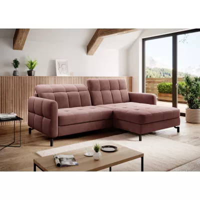 Stilvolle Ecksofa-Garnitur AZARI – rosa, rechte Ecke