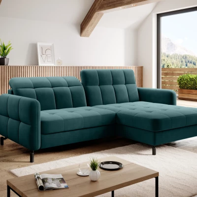 Stilvolles Ecksofa AZARI – Petrol, rechte Ecke