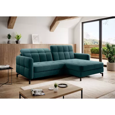Stilvolles Ecksofa AZARI – Petrol, rechte Ecke