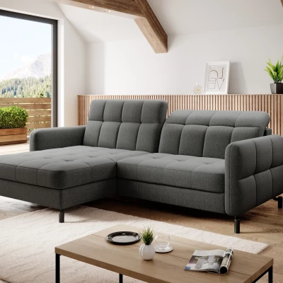 Stilvolle Ecksofa-Garnitur AZARI – grau, 3-teilig, linke Ecke