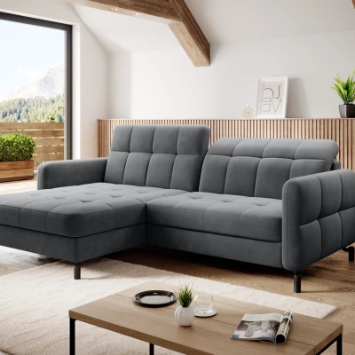 Stilvolle Ecksofa-Garnitur AZARI – Graphit, linke Ecke