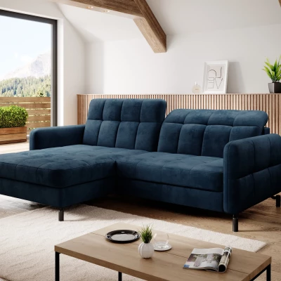 Stilvolle Ecksofa-Garnitur AZARI – blau, linke Ecke