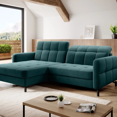 Stilvolles Ecksofa AZARI – Petrol, linke Ecke