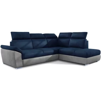 Eckschlafsofa ANOUK – blau/grau, rechte Ecke