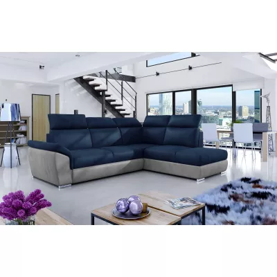 Eckschlafsofa ANOUK – blau/grau, rechte Ecke