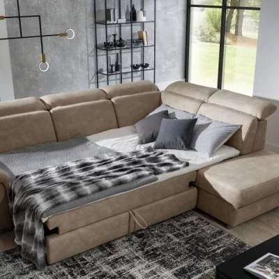 Eckschlafsofa ANOUK – blau/grau, rechte Ecke