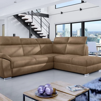 Eckschlafsofa ANOUK – hellbraun, rechte Ecke