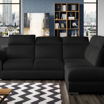 Eckschlafsofa ANOUK - schwarz, rechte Ecke