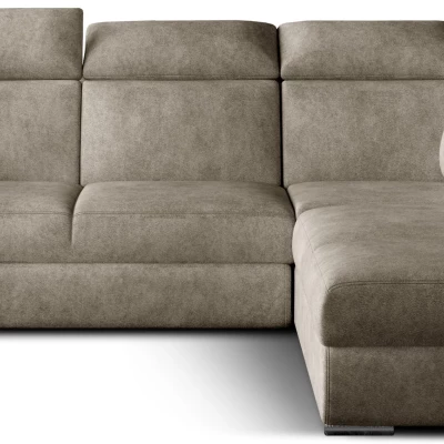 Eckschlafsofa ANOUK – beiges Öko-Leder, rechte Ecke