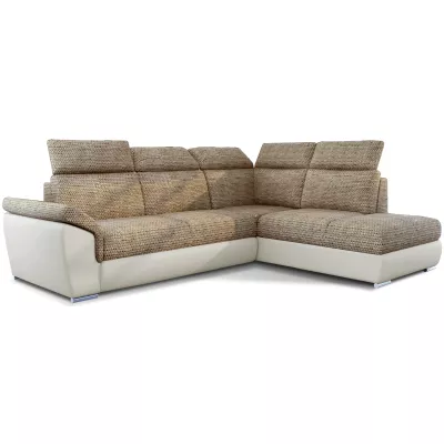 Eckschlafsofa ANOUK – dunkelbeige/beiges Öko-Leder, rechte Ecke