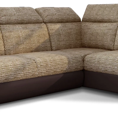 Eckschlafsofa ANOUK – dunkelbeige/braunes Öko-Leder, rechte Ecke