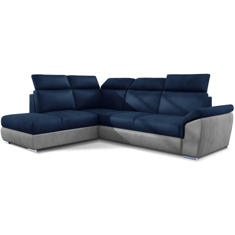 Eckschlafsofa ANOUK – blau/grau, linke Ecke