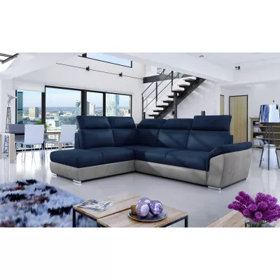 Eckschlafsofa ANOUK – blau/grau, linke Ecke