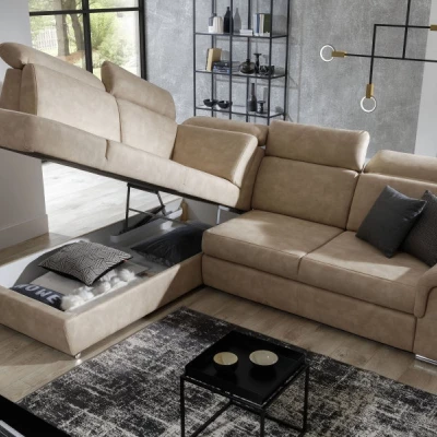 Eckschlafsofa ANOUK – blau/grau, linke Ecke