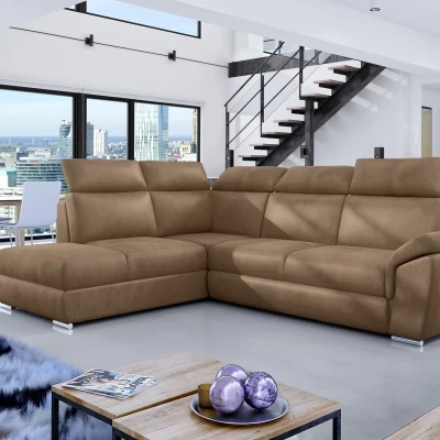 Eckschlafsofa ANOUK – hellbraun, linke Ecke