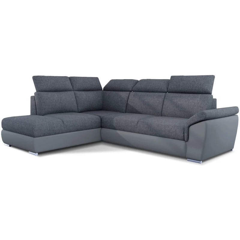 Eckschlafsofa ANOUK – dunkelgrau / graues Öko-Leder, linke Ecke
