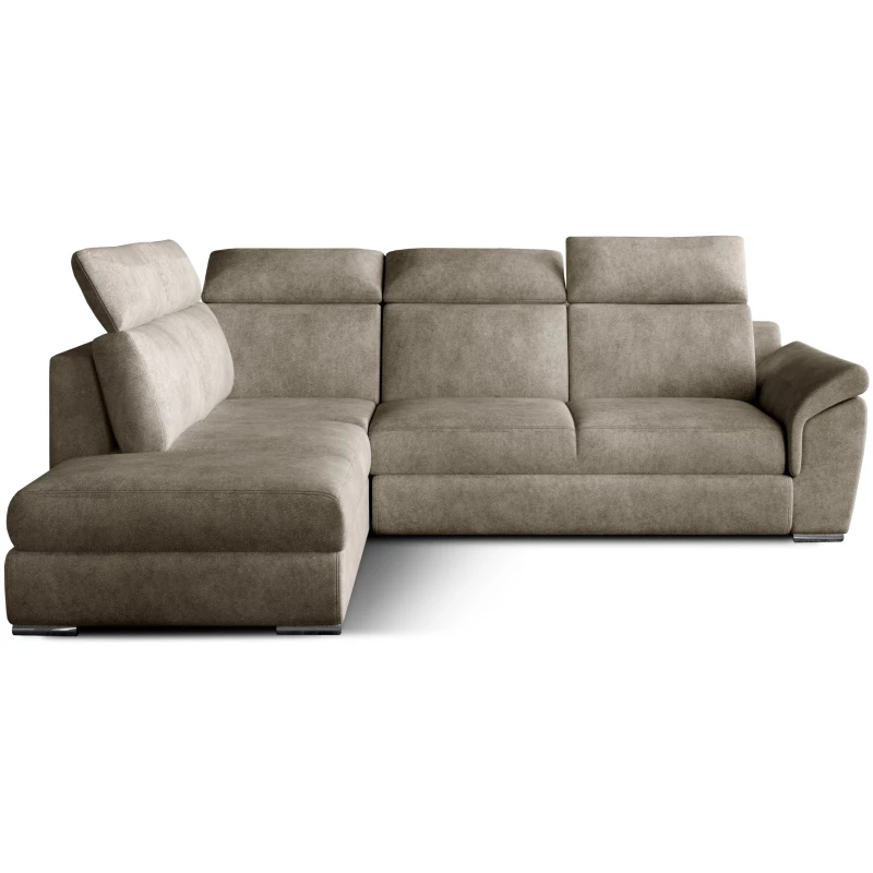 Eckschlafsofa ANOUK – beiges Öko-Leder, linke Ecke