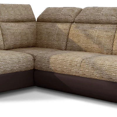Eckschlafsofa ANOUK – dunkelbeige/braunes Öko-Leder, linke Ecke