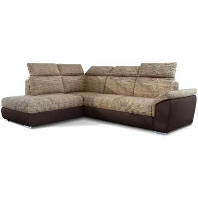 Eckschlafsofa ANOUK – dunkelbeige/braunes Öko-Leder, linke Ecke