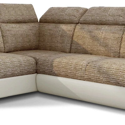 Eckschlafsofa ANOUK – dunkelbeige/beiges Öko-Leder, linke Ecke