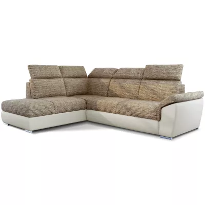 Eckschlafsofa ANOUK – dunkelbeige/beiges Öko-Leder, linke Ecke
