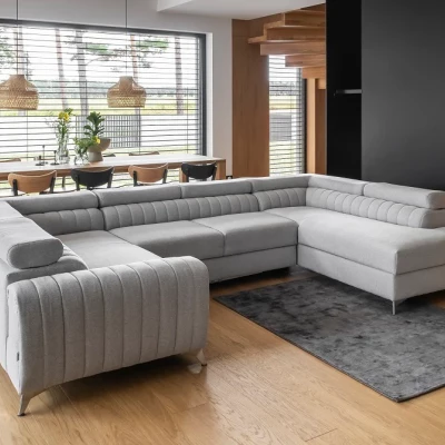 Große Sofagarnitur für U VESPERA – hellgrau, echtes Design