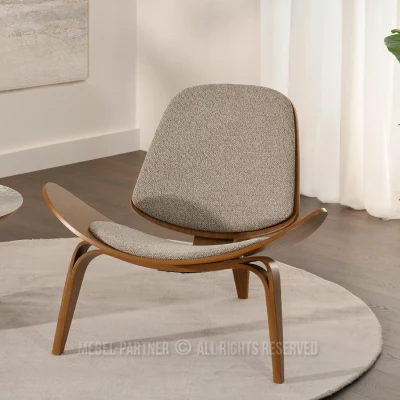 DAHL Designer-Sessel – Dunkelbeige/Walnuss