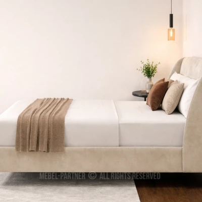 Doppelbett mit Polsterung 140x200 HARIETA - beige / schwarz