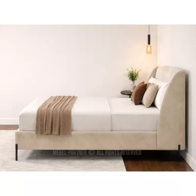 Doppelbett mit Polsterung 140x200 HARIETA - beige / schwarz