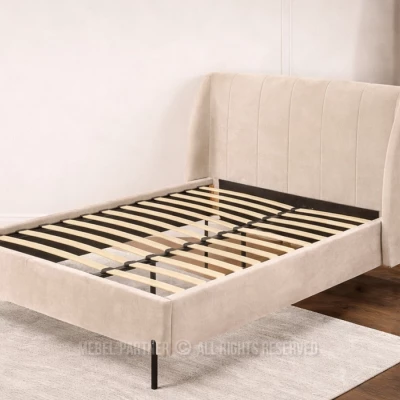 Doppelbett mit Polsterung 140x200 HARIETA - beige / schwarz