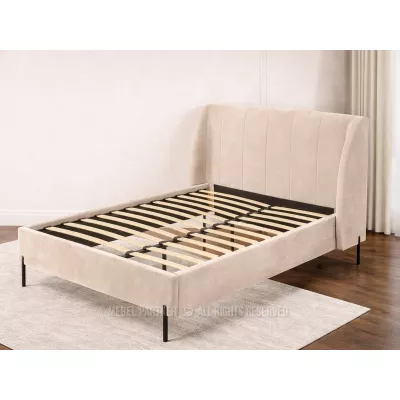 Doppelbett mit Polsterung 140x200 HARIETA - beige / schwarz