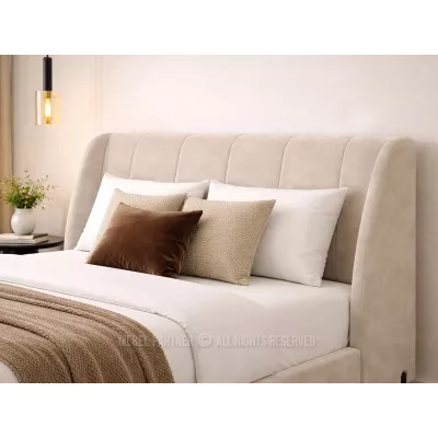 Doppelbett mit Polsterung 140x200 HARIETA - beige / schwarz