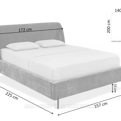 Doppelbett mit Polsterung 140x200 HARIETA - beige / schwarz
