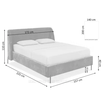 Doppelbett mit Polsterung 140x200 HARIETA - beige / schwarz