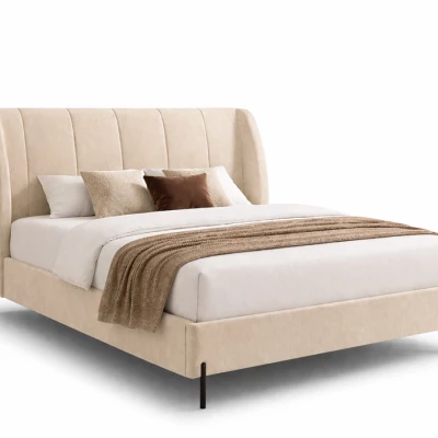 Doppelbett mit Polsterung 140x200 HARIETA - beige / schwarz