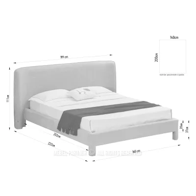 Gepolstertes Doppelbett 140x200 JANINE - beige