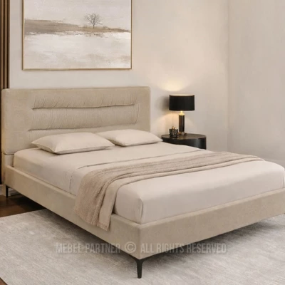 Polsterbett 140x200 SOLENNE - beige / schwarz
