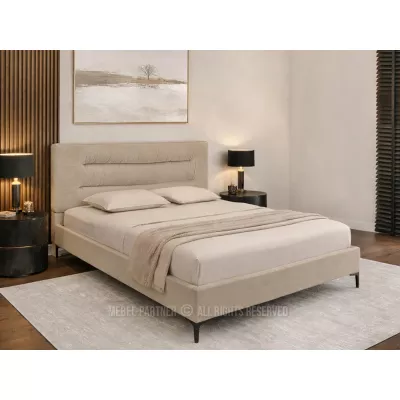 Polsterbett 140x200 SOLENNE - beige / schwarz