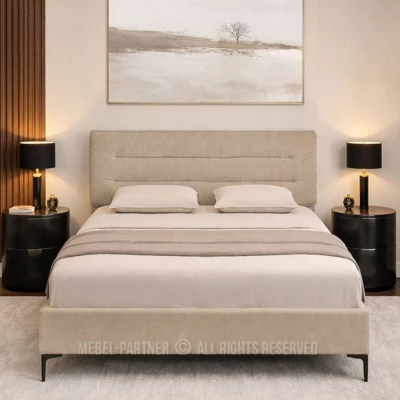 Polsterbett 140x200 SOLENNE - beige / schwarz