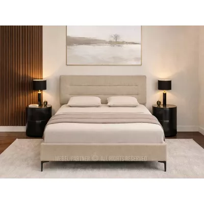 Polsterbett 140x200 SOLENNE - beige / schwarz