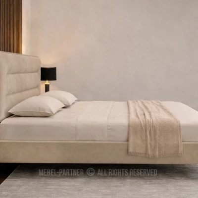 Polsterbett 140x200 SOLENNE - beige / schwarz