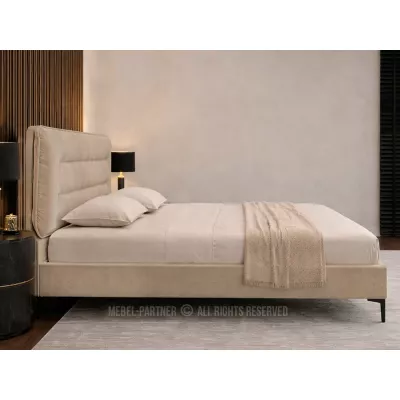 Polsterbett 140x200 SOLENNE - beige / schwarz